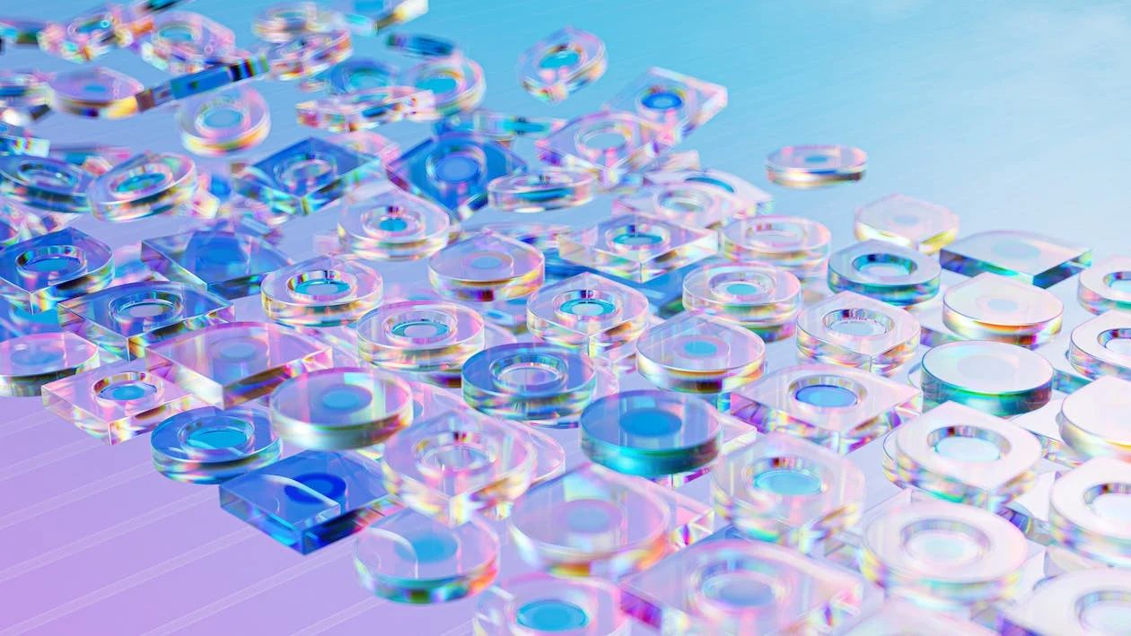 AI genererad abstrakt bild på glasbubblor för AI kurser på gymnasiet.